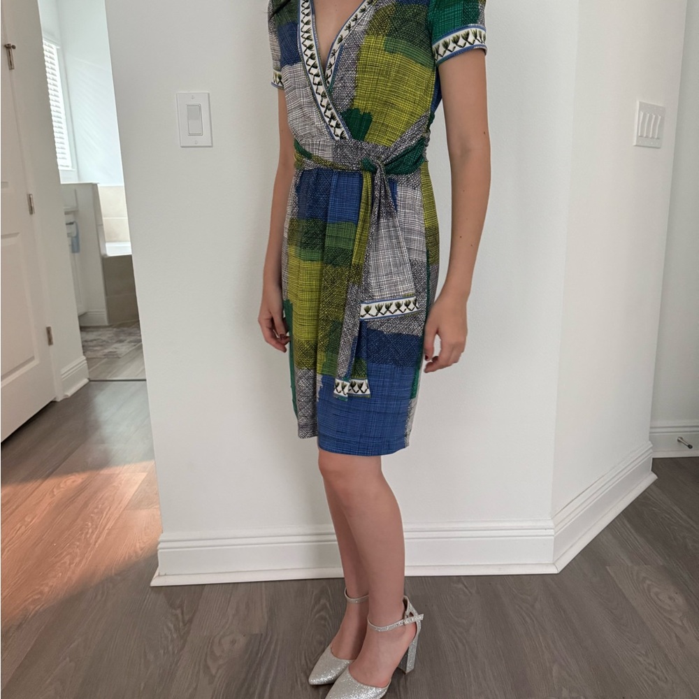 Bcbgmaxazria Multicolor Patchwork Midi Dress - image 1